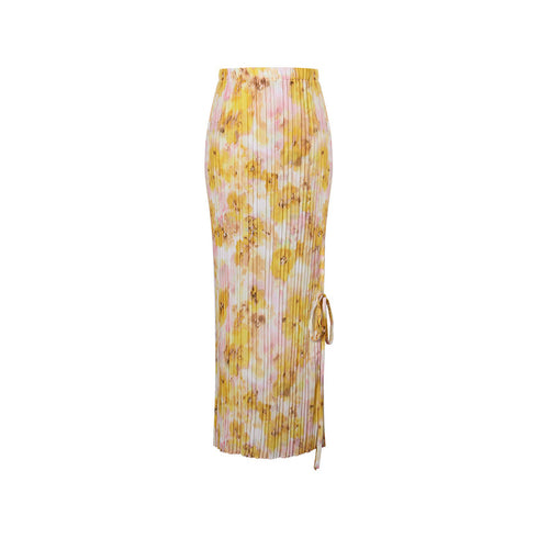 Adjustable Straps Pleated Skirt Floral Skirt - ROUTINE FASHION